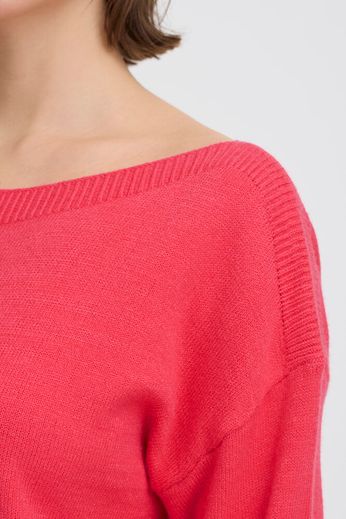 Boat Neck Lightweight Jumper - Pink