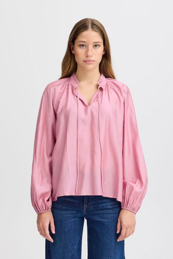 Karly Loose Neck Blouse - Pink