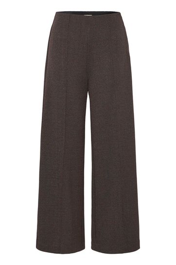 Kate Jacquard Trouser - Brown Herringbone