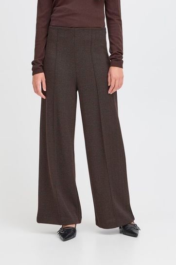 Kate Jacquard Trouser - Brown Herringbone