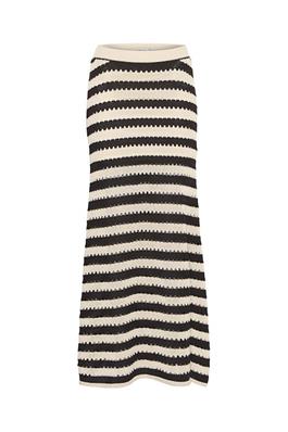 ICHI Knit Stripe Skirt - Black/Almond