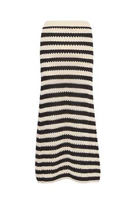 ICHI Knit Stripe Skirt - Black/Almond