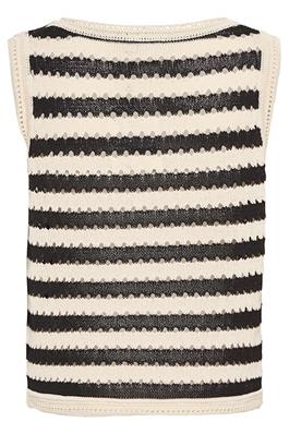 ICHI Loose Fit Stripe Knit Tank - Black/Almond