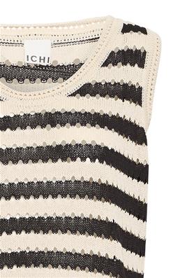 ICHI Loose Fit Stripe Knit Tank - Black/Almond