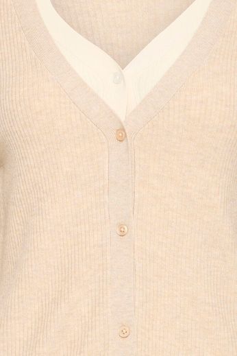 Layered Look Knit Top - Beige