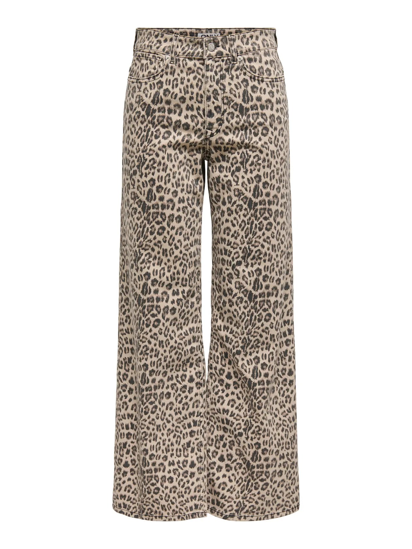 High Waist Wide Leg Jean - Leopard Print
