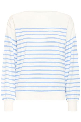 Lightweight Boatneck Jumper - Blue / Cream Stripe