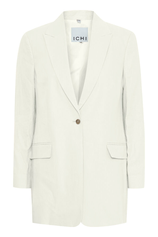 The Salerno Longline Linen Blend Blazer - White
