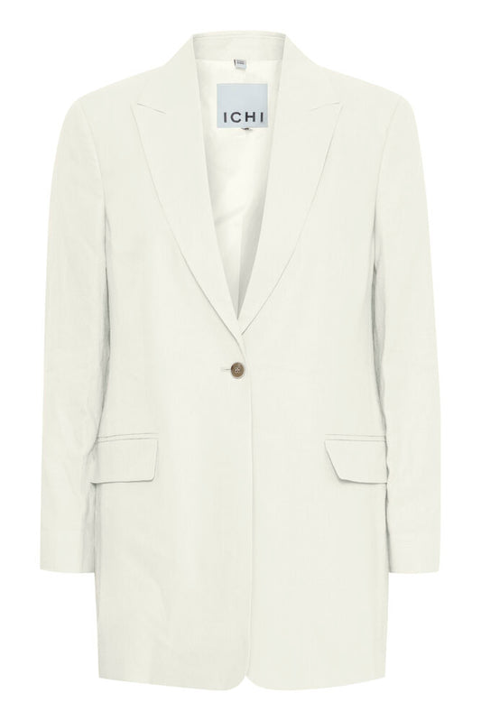 The Salerno Longline Linen Blend Blazer - White