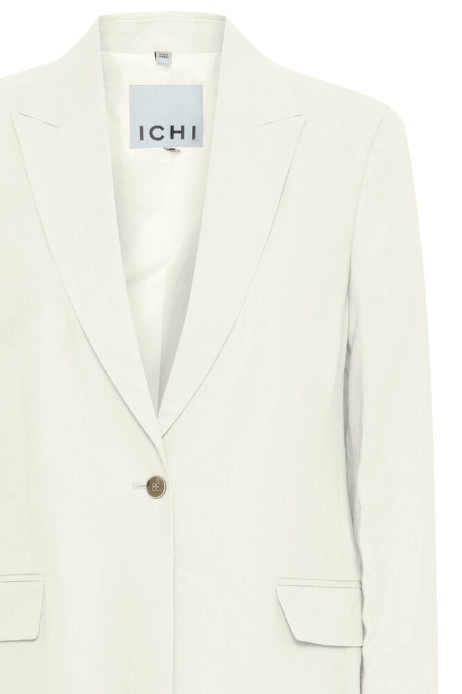 The Salerno Longline Linen Blend Blazer - White