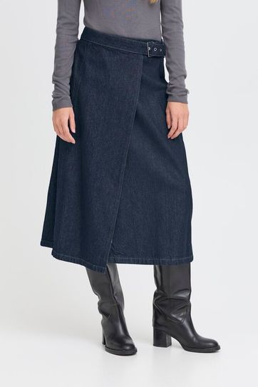 Iris Midi A-Line Denim Skirt
