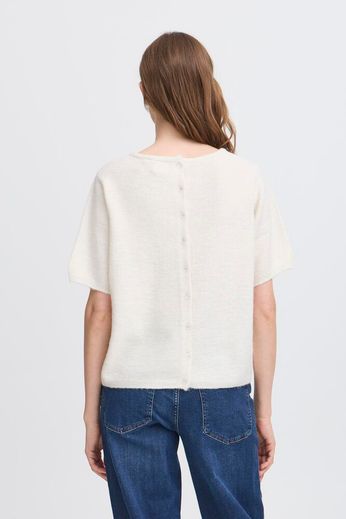 Mara Knit Top with Button Back - Cloud