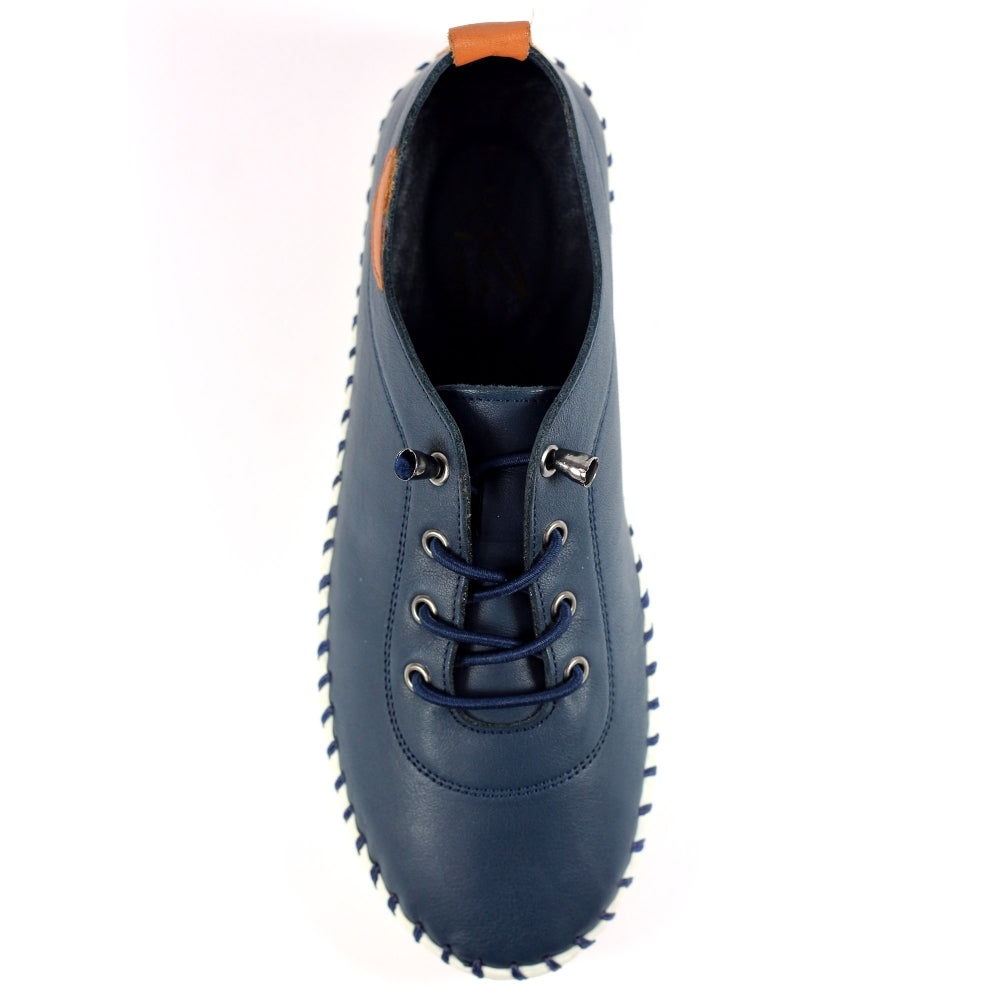 Ivy Leather Plimsole - Navy