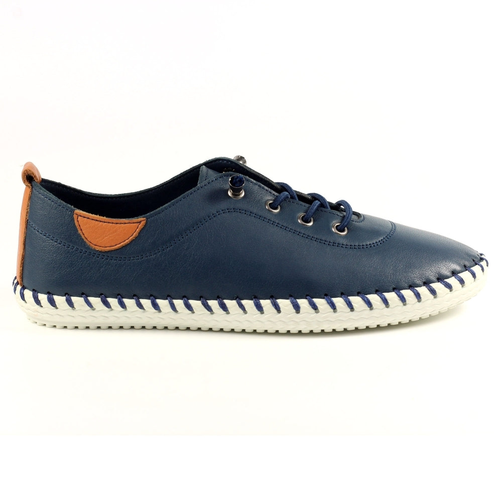 Ivy Leather Plimsole - Navy