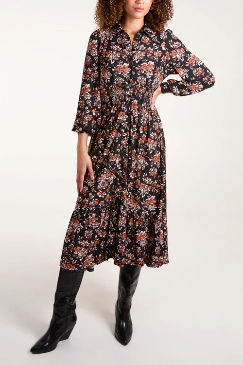 Autumn Floral Shirt Dress