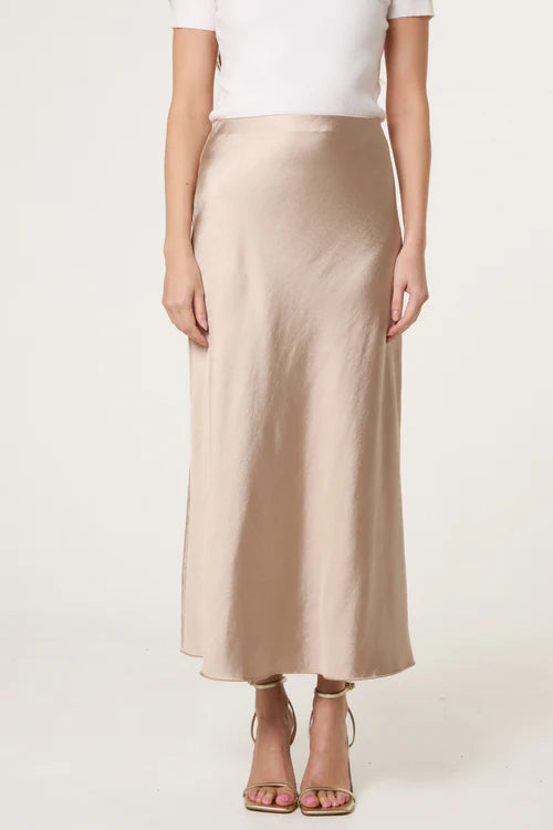 Slinky Midi Skirt - Champagne