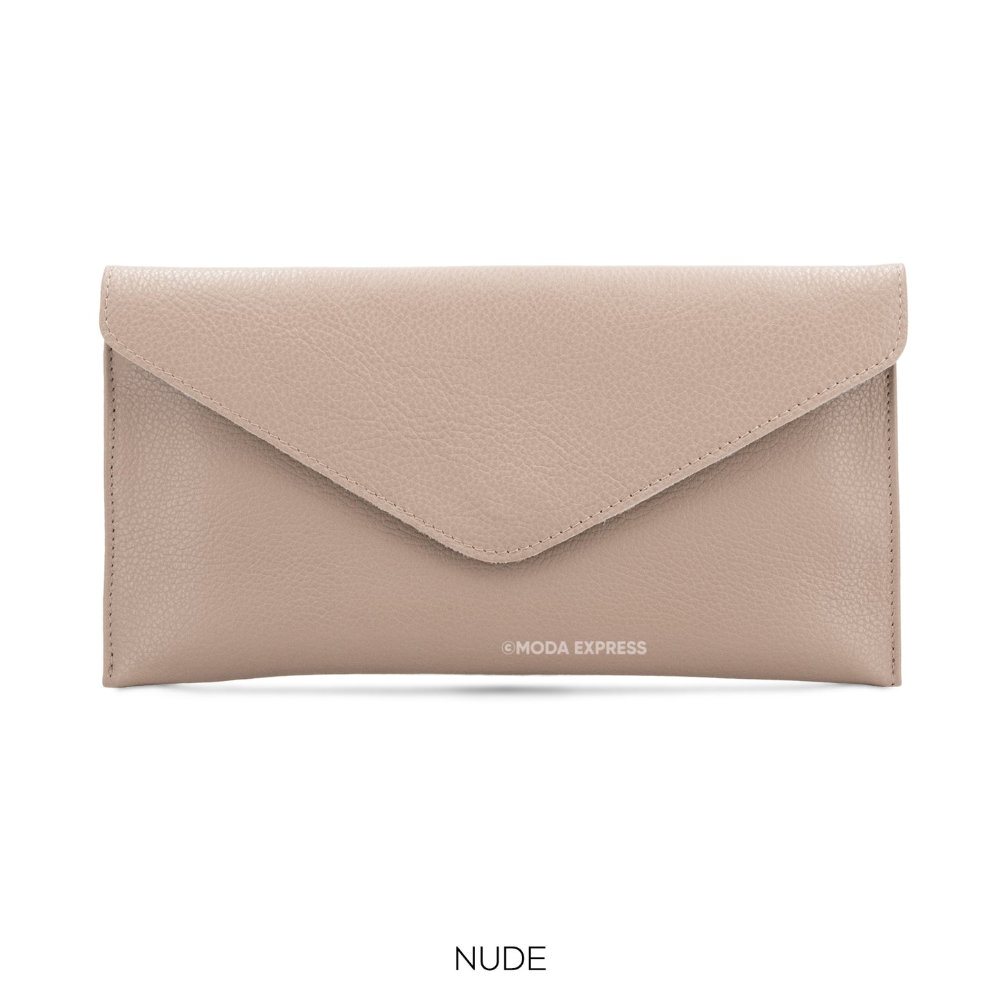 Leather Envelope Clutch - Nude