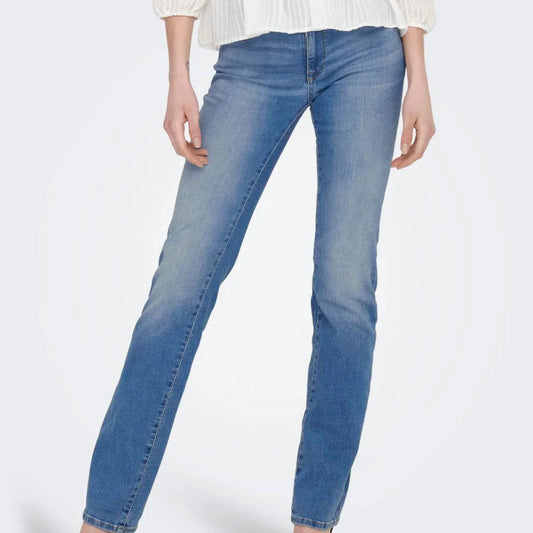 Alicia Regular Waist Straight Leg Jean - Medium Blue