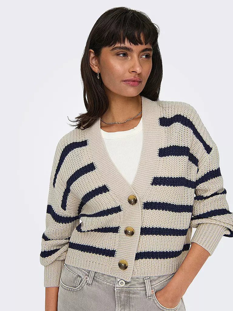 ONLY Stripe Cardigan - Navy & Stone