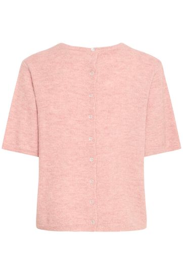 Mara Half Sleeve Jumper with Button Back - Zephyr Pink