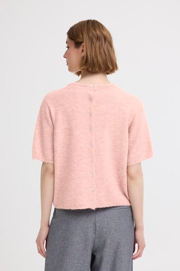 Mara Half Sleeve Jumper with Button Back - Zephyr Pink