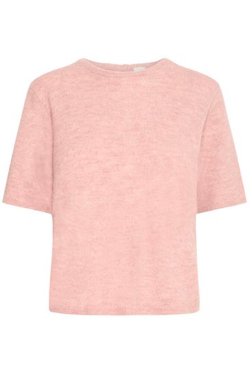 Mara Half Sleeve Jumper with Button Back - Zephyr Pink