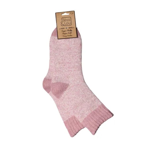 Ribbed Cosy Sock - Pink Marl