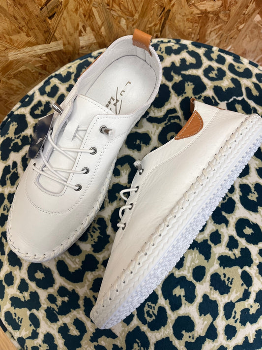 Ivy Leather Plimsole - White