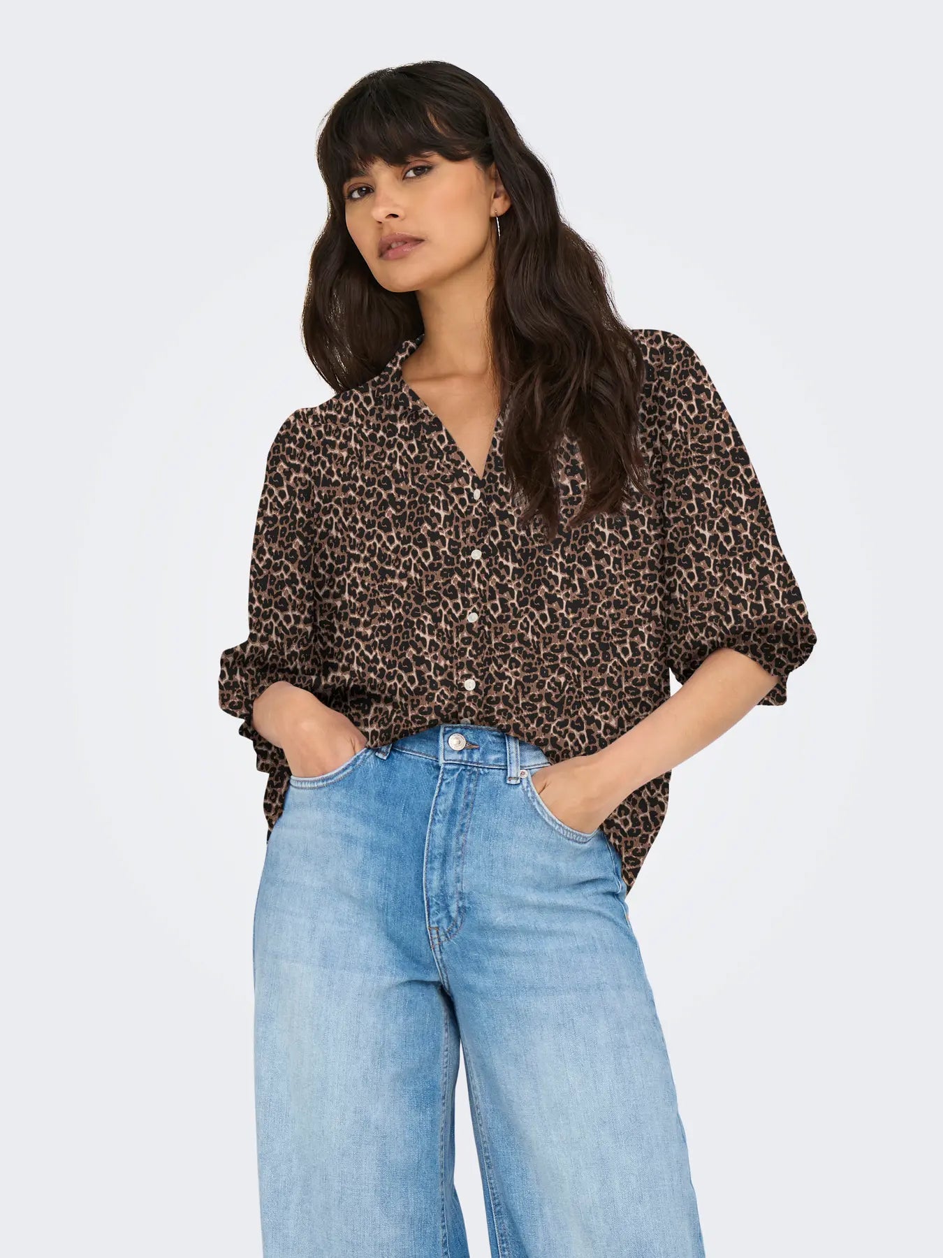 Raya Puff Sleeve Blouse - Leopard