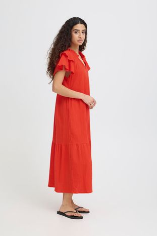Lifana Cotton Midi Dress - Red