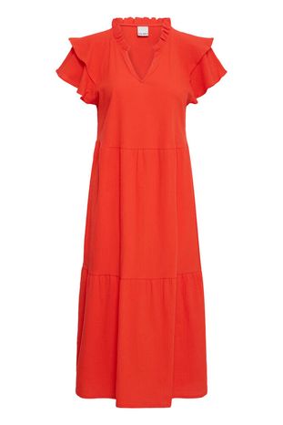 Lifana Cotton Midi Dress - Red
