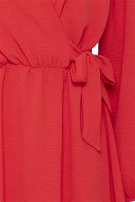 Elma Tie Wrap Dress - Ribbon Red