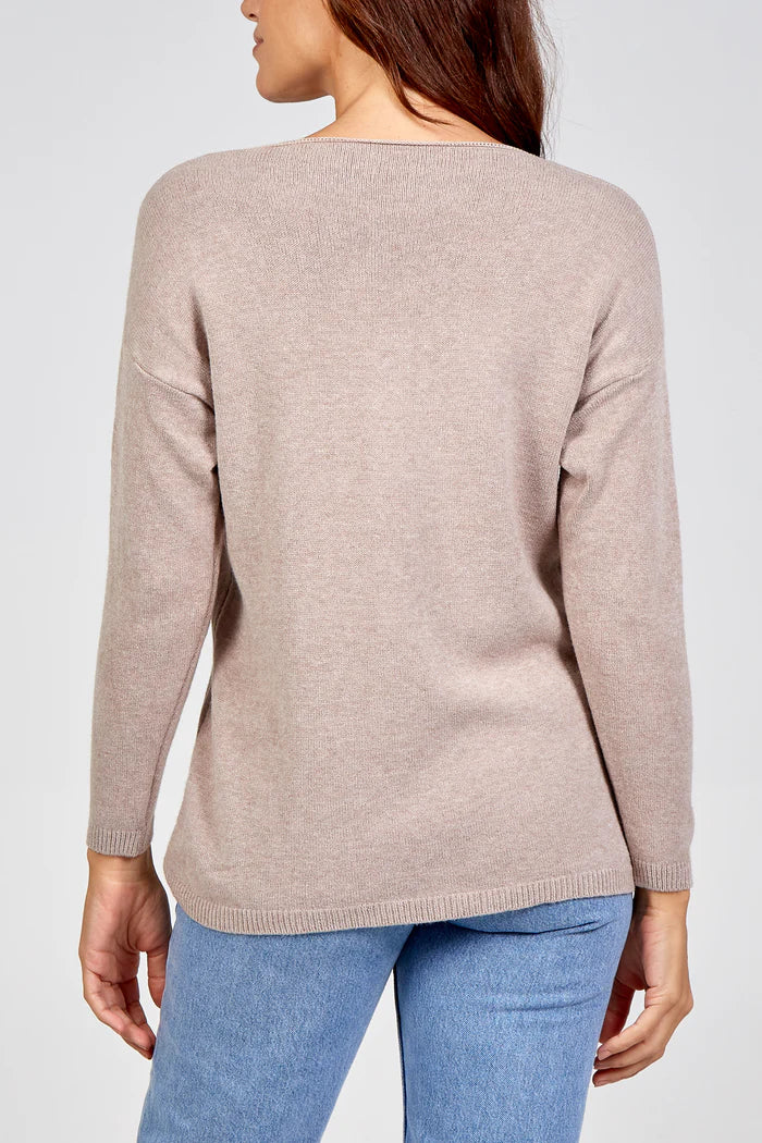 Ribbed Star Jumper - Mocha