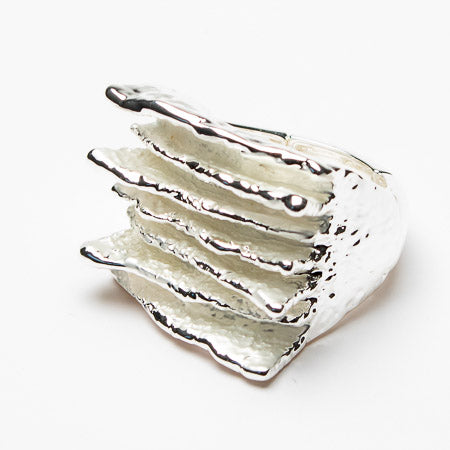 Ridged Square Ring - Silver