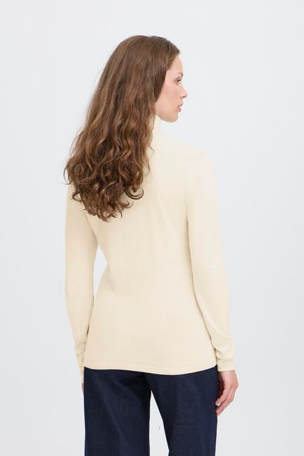 Fine Knit Roll Neck - Almond