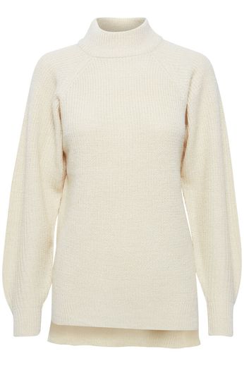 Loose Fit Longline Roll Neck Jumper - Cream