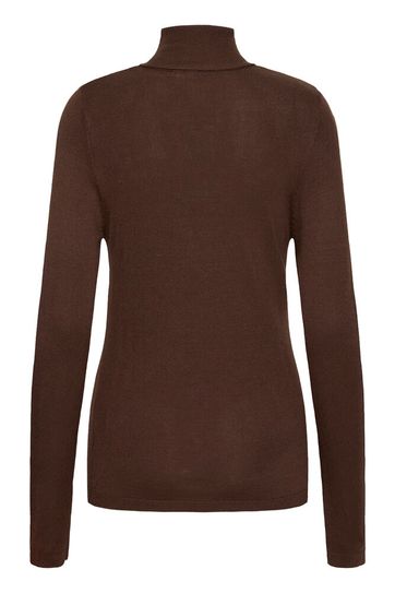 Fine Knit Roll Neck - Coffee