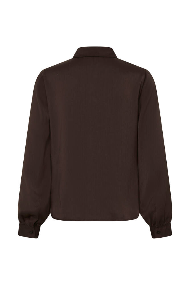 Ruffle Front Blouse - Java Brown