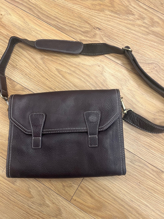 Brown Leather Handbag - Satchel Foldover