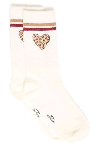 Socks - White Leopard Heart