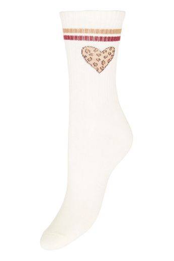 Socks - White Leopard Heart