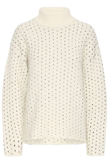 Mara Roll Neck Jumper - Cream Spot