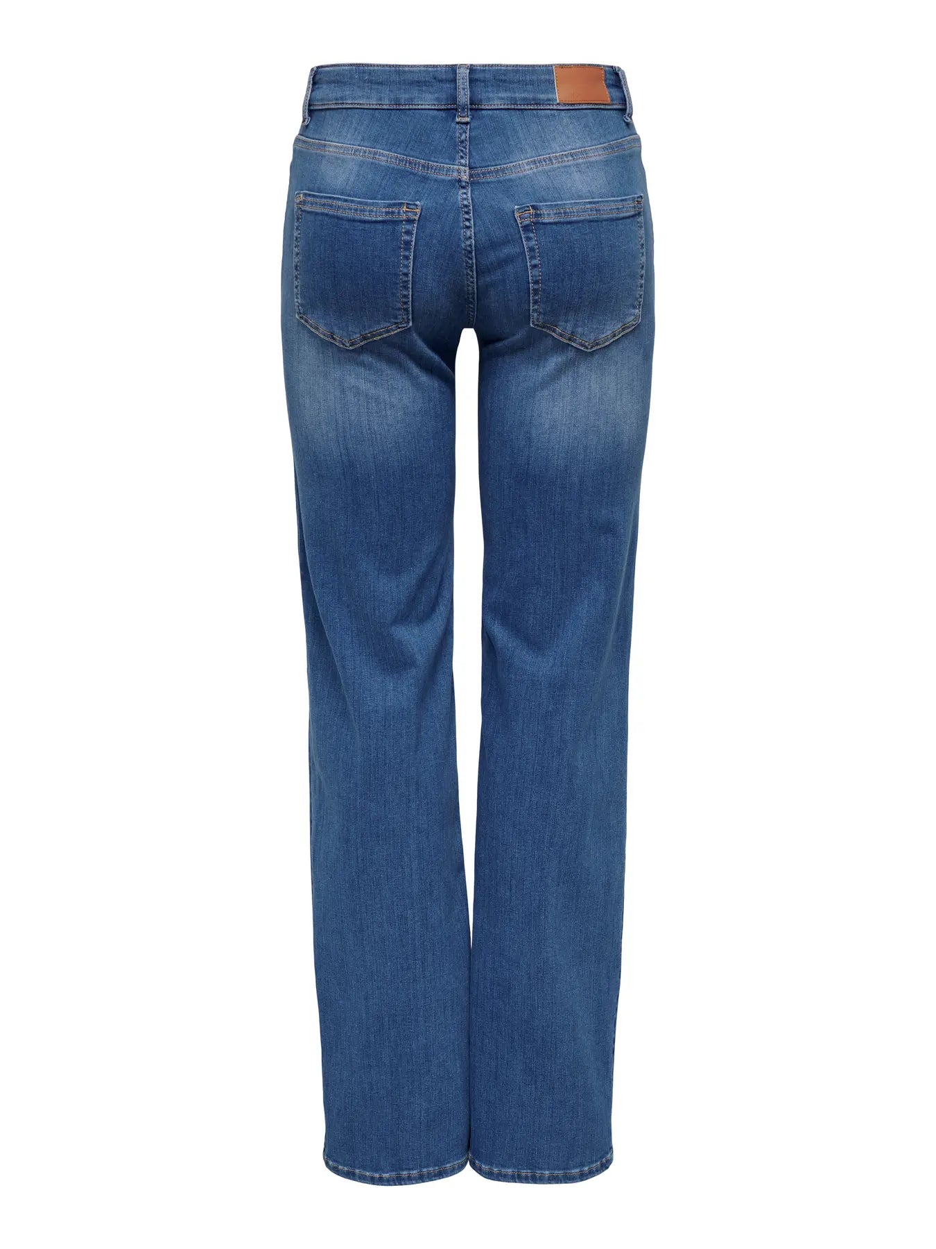 Mid Waist Straight Leg Jean - Mid Blue