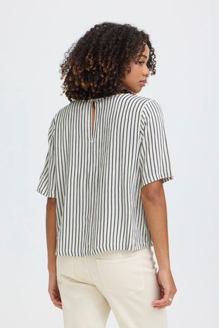 Marrakech V Neck Top - Navy Stripe