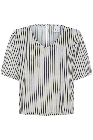 Marrakech V Neck Top - Navy Stripe