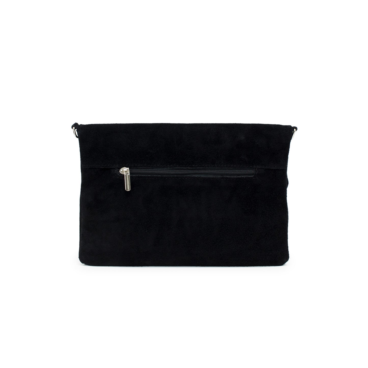 Milly Foldover Leather & Suede Clutch - Black