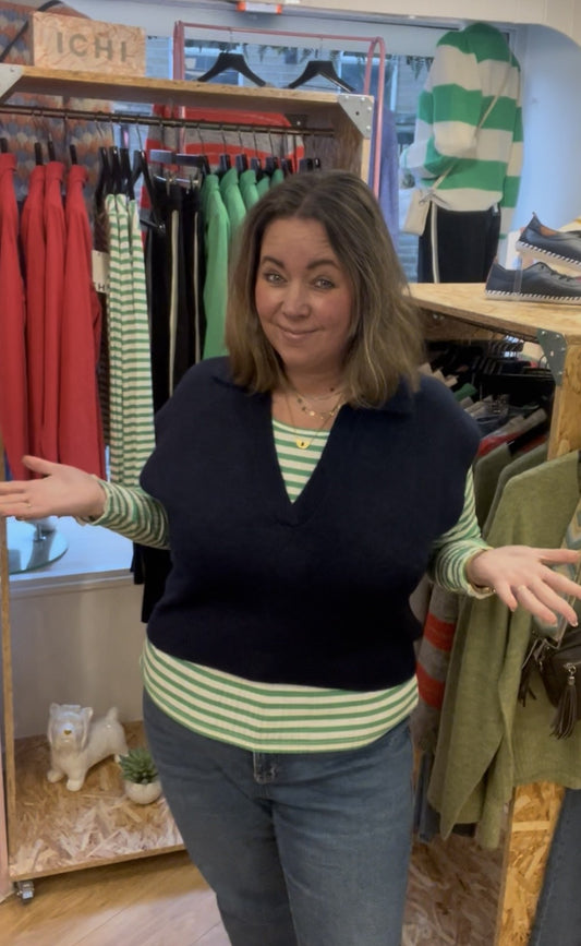 Collared Knit Tank - Indigo Blue