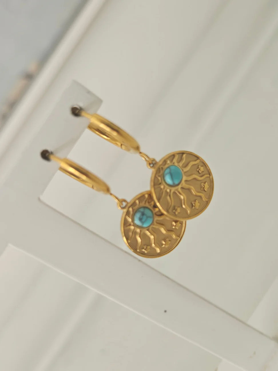 MG Turquoise Stone Hoop Earrings