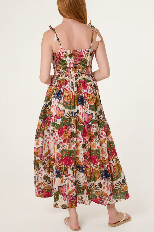 Whimsical Shirred Midi Dress