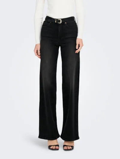 ONLY High Waist Wide Leg Jean - Washed Black